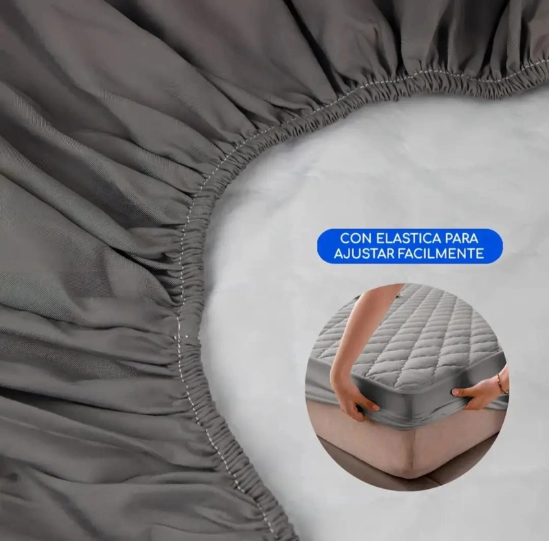 CUBRE COLCHON PROTECTOR IMPERMEABLE 2 PLAZAS CON FUNDAS - 2