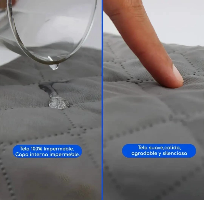 CUBRE COLCHON PROTECTOR IMPERMEABLE 2 PLAZAS CON FUNDAS - 3