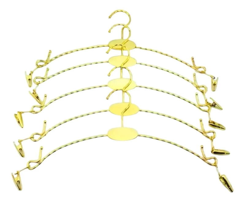 COLGADORES DORADOS ELEGANTES PARA EXHIBICION PACK DE 5 UNIDADES - 1