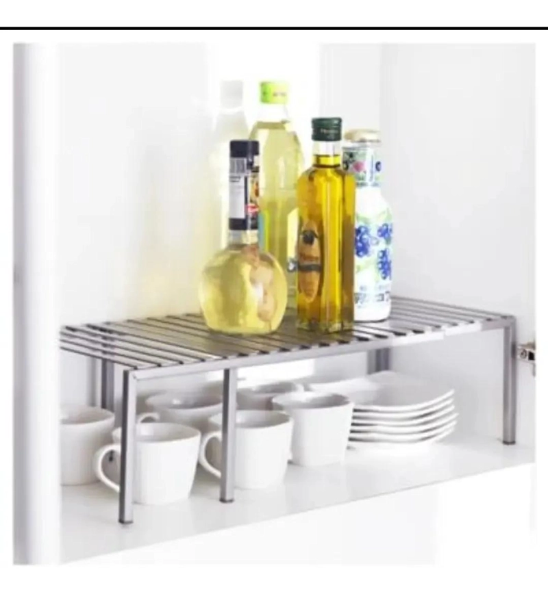 REPISA ORGANIZADORA EXTENSIBLE DE ACERO PARA COCINA GRIS - 3
