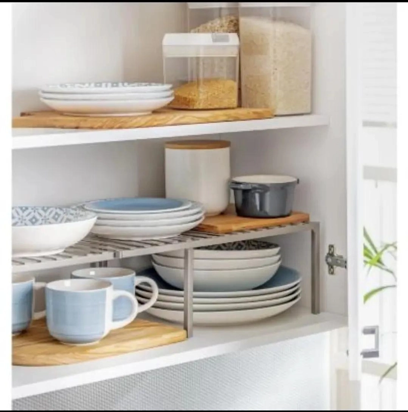 REPISA ORGANIZADORA EXTENSIBLE DE ACERO PARA COCINA GRIS - 5