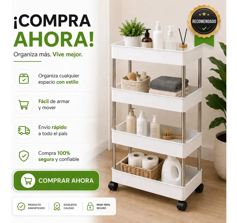 CARRITO ORGANIZADOR MULTIFUNCIONAL DE 4 NIVELES CON RUEDAS - 10