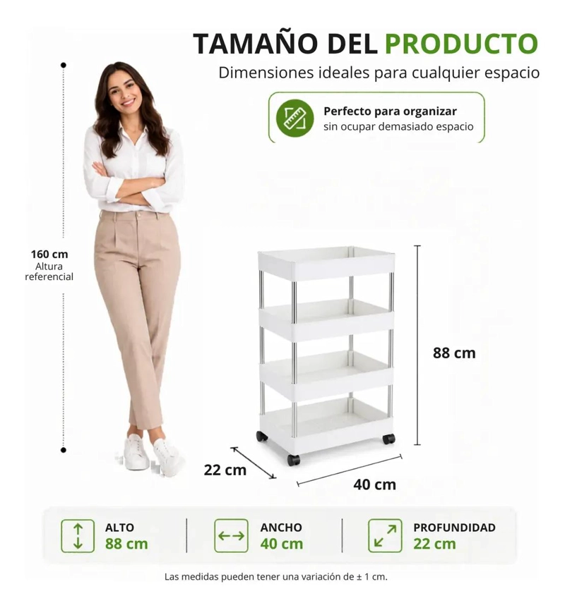 CARRITO ORGANIZADOR MULTIFUNCIONAL DE 4 NIVELES CON RUEDAS - 7