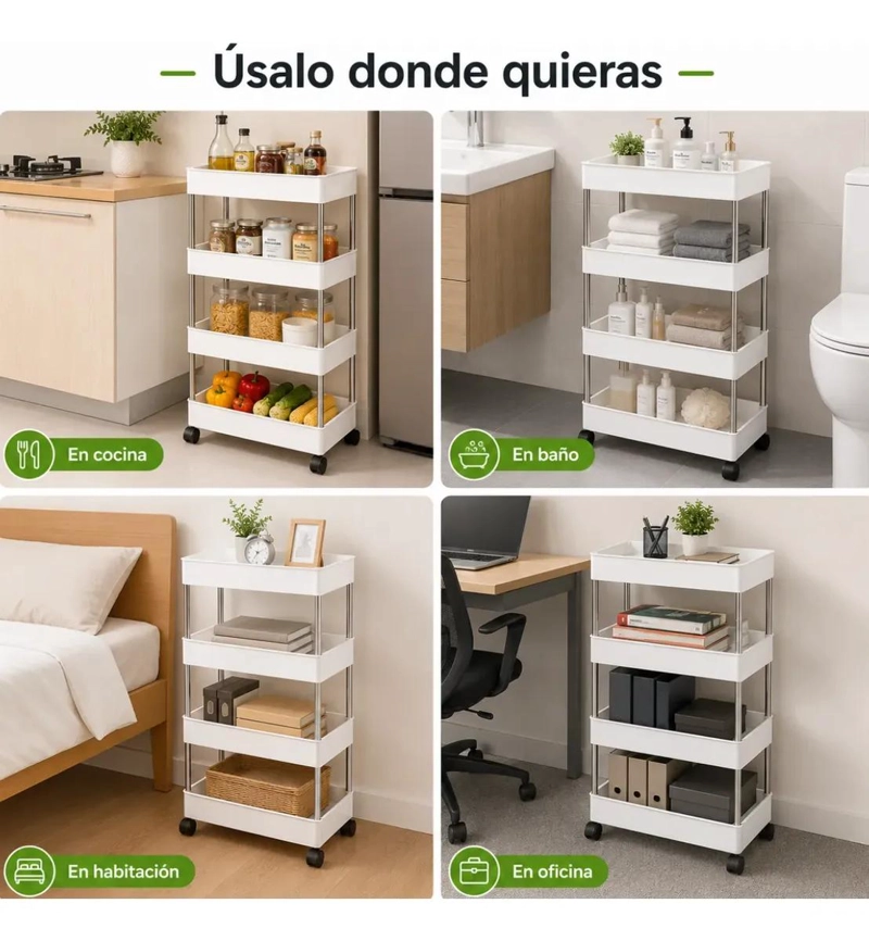 CARRITO ORGANIZADOR MULTIFUNCIONAL DE 4 NIVELES CON RUEDAS - 8