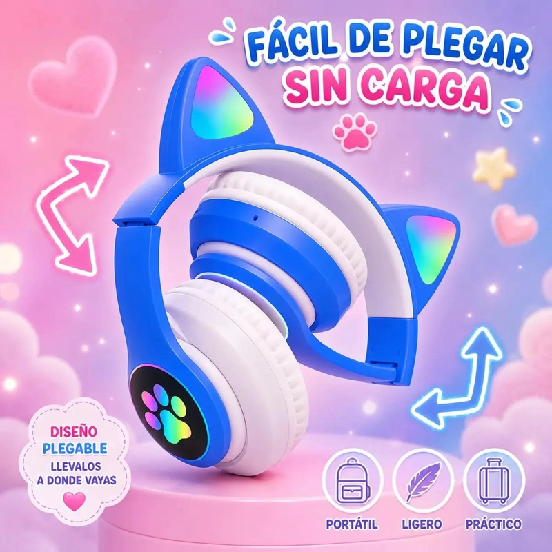 AUDIFONOS INALAMBRICOS CAT EARS CON ILUMINACION LED RGB - 7