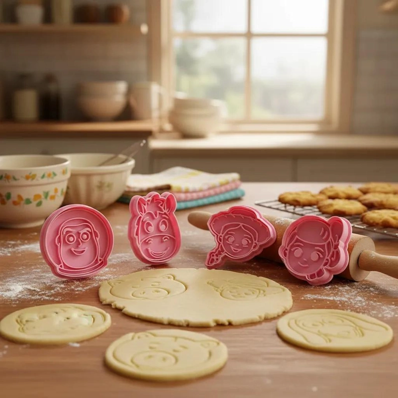 SET DE 8 CORTADORES Y SELLO PARA GALLETAS CON DISEÑOS ANIMADOS - 4