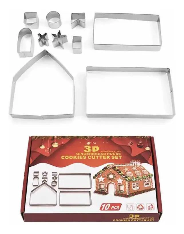 CORTADOR METALICO PARA GALLETAS CON DISEÑO 3D DE CASA DE JENGIBRE - 1