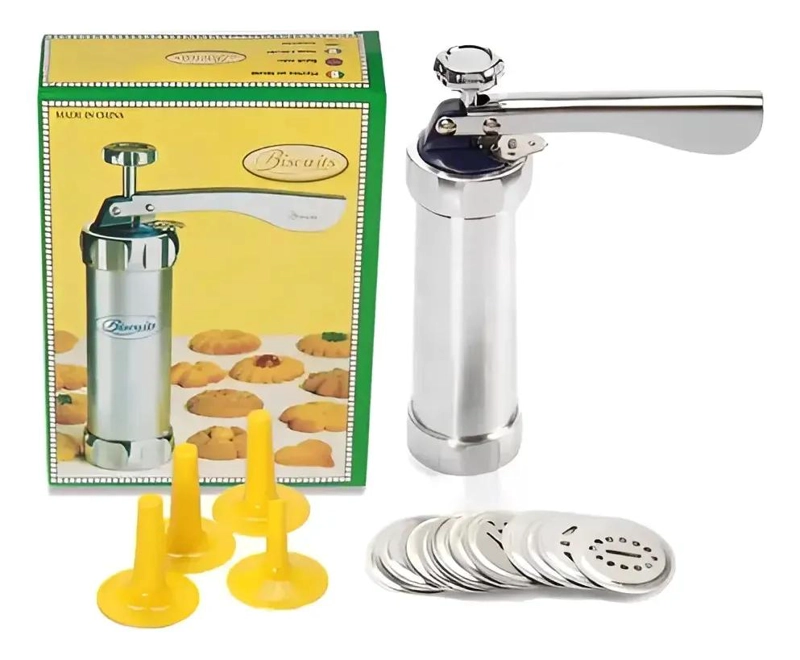 MAQUINA PARA HACER GALLETAS CON BOQUILLAS Y FORMAS DE ALUMINIO RESISTENTE - 1