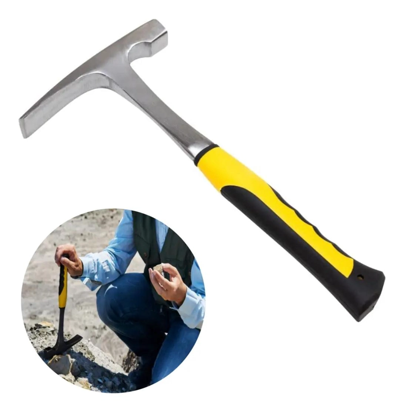 MARTILLO GEOLOGICO AMARILLO 33X17CM 875G CON MANGO ANTIDESLIZANTE - 1