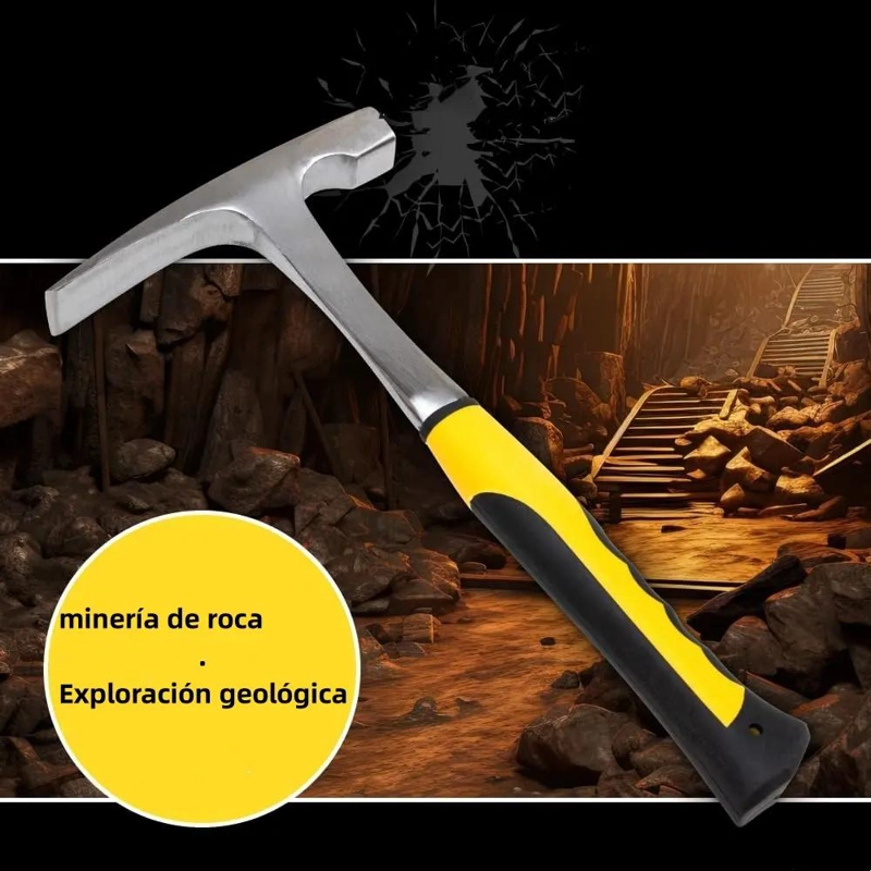 MARTILLO GEOLOGICO AMARILLO 33X17CM 875G CON MANGO ANTIDESLIZANTE - 6