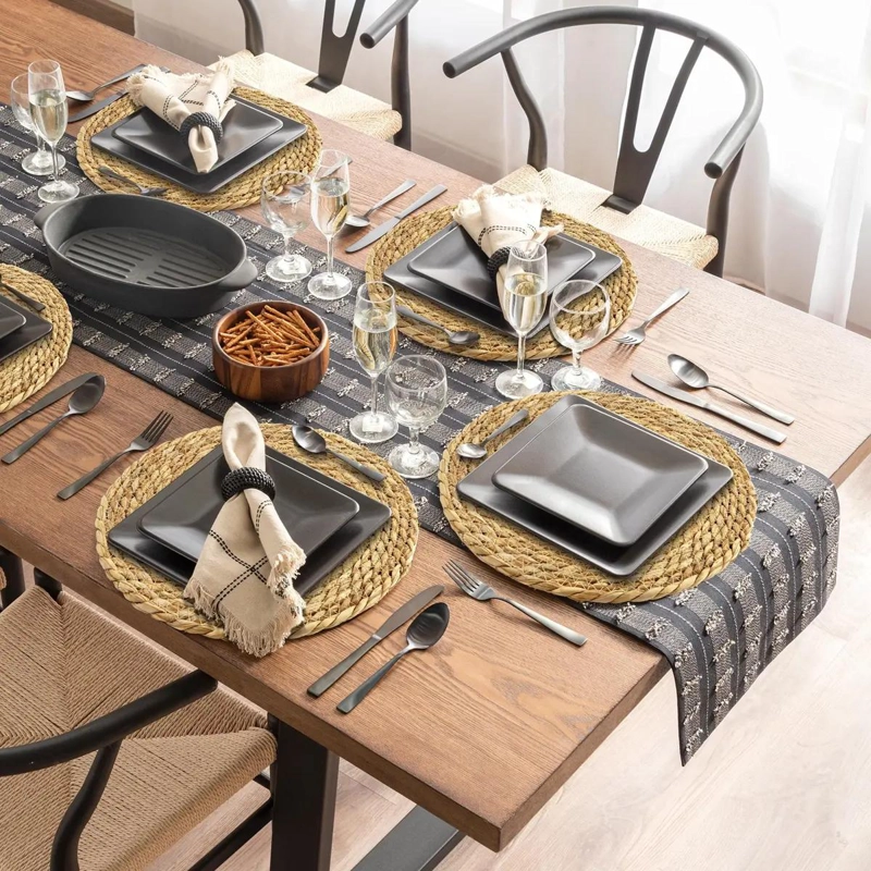 SET DE 6 MANTELES INDIVIDUALES REDONDOS DE FIBRA NATURAL YUTE 35 CM - 9