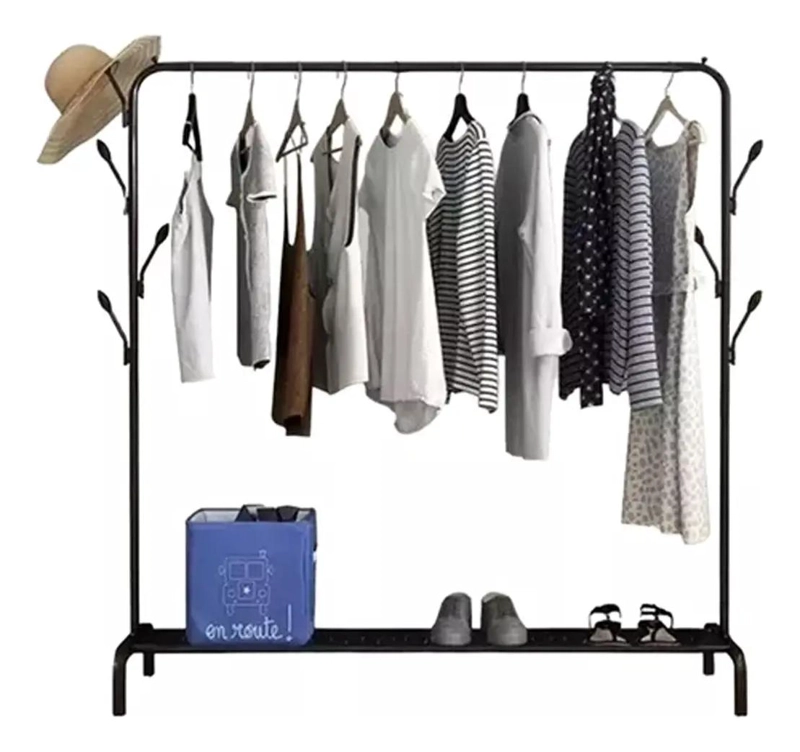 PERCHERO EXHIBIDOR METALICO NEGRO PARA ROPA - 1