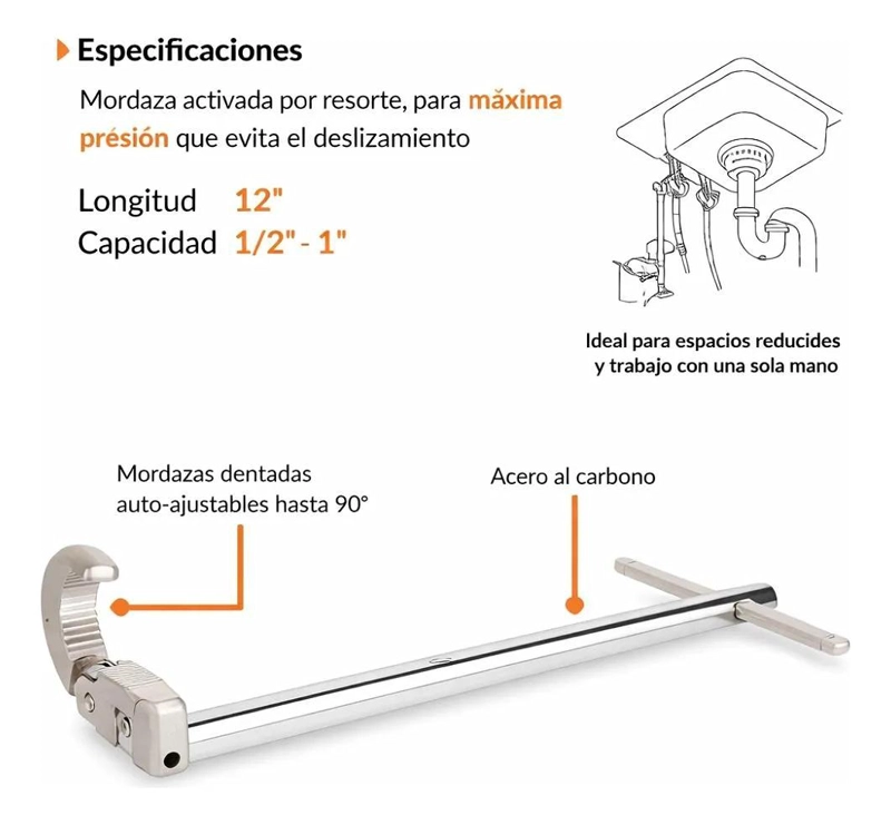 LLAVE GASFITER PROFESIONAL 12 PULGADAS PARA USO INTENSIVO - 1
