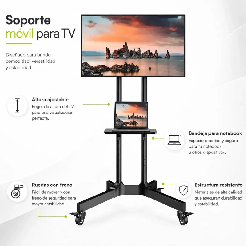 SOPORTE DE PISO MOVIL PARA TELEVISORES DE 32 A 65 PULGADAS - 10
