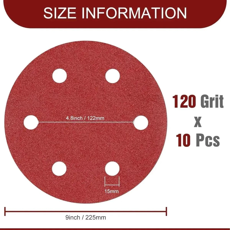 DISCOS DE LIJA VELCRO 225MM GRANO 120 PACK DE 10 UNIDADES - 6