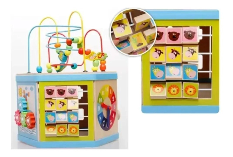 CUBO DE MADERA MONTESSORI EDUCATIVO PARA NIÑOS DE 6 LADOS - 9