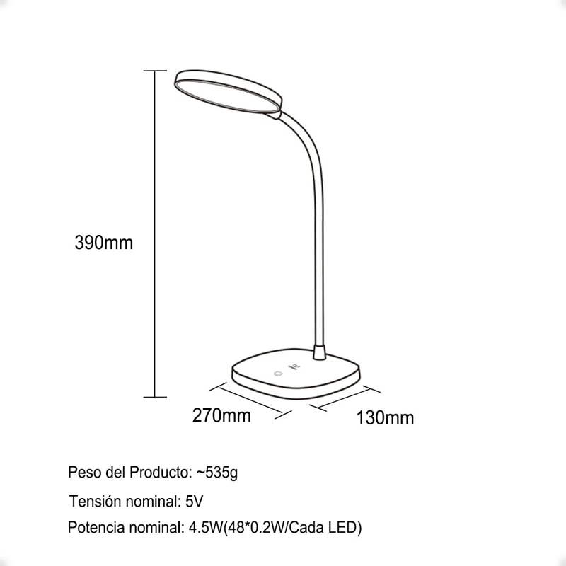 LAMPARA DE ESCRITORIO LED PORTATIL CON LUZ NATURAL Y USB - 3