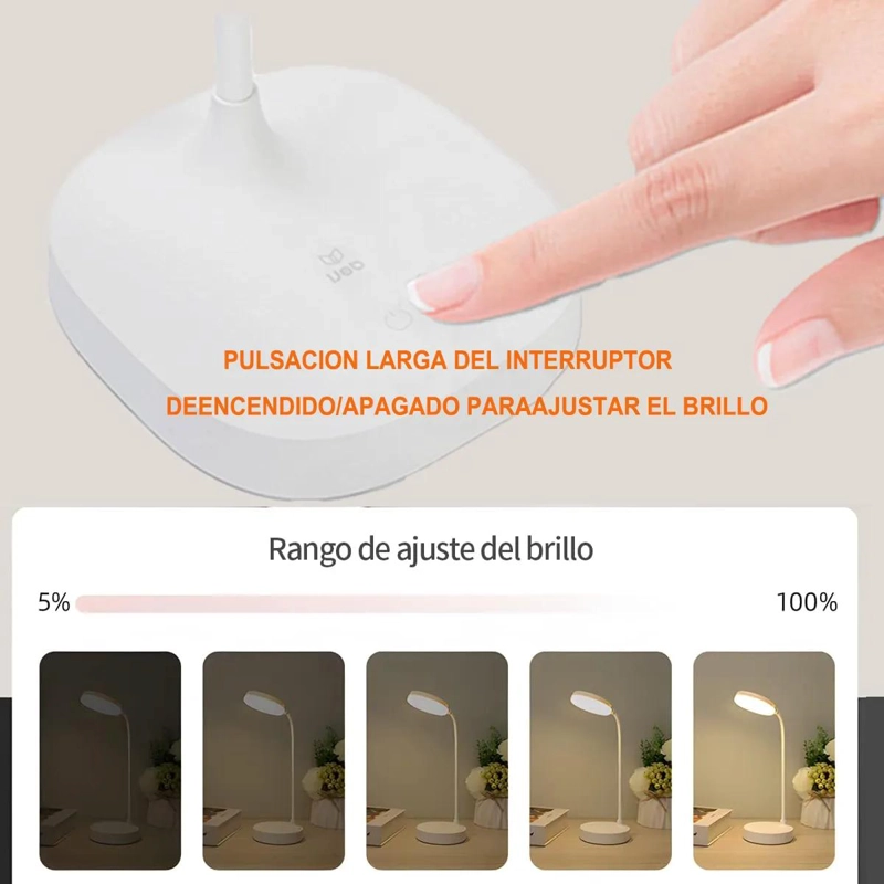 LAMPARA DE ESCRITORIO LED PORTATIL CON LUZ NATURAL Y USB - 7