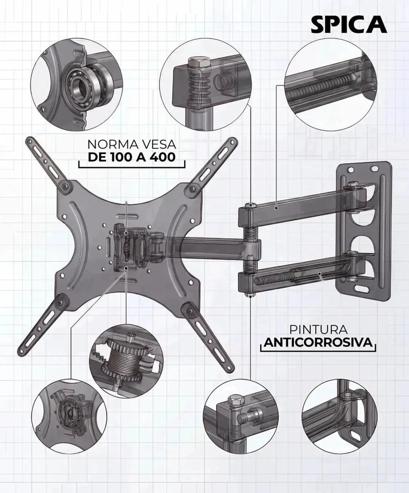 SOPORTE DE PARED ARTICULADO PARA TELEVISORES DE 14 A 55 PULGADAS - 9