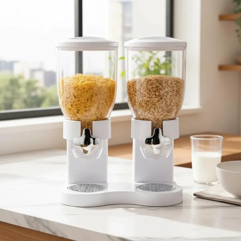 DISPENSADOR DOBLE DE CEREALES Y GRANOS PARA COCINA - 1