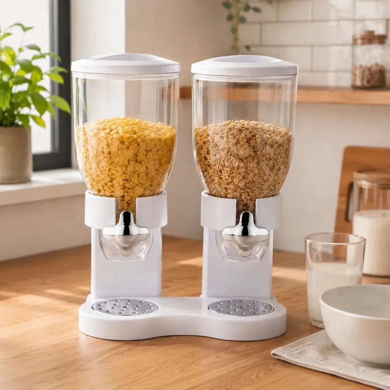 DISPENSADOR DOBLE DE CEREALES Y GRANOS PARA COCINA - 2