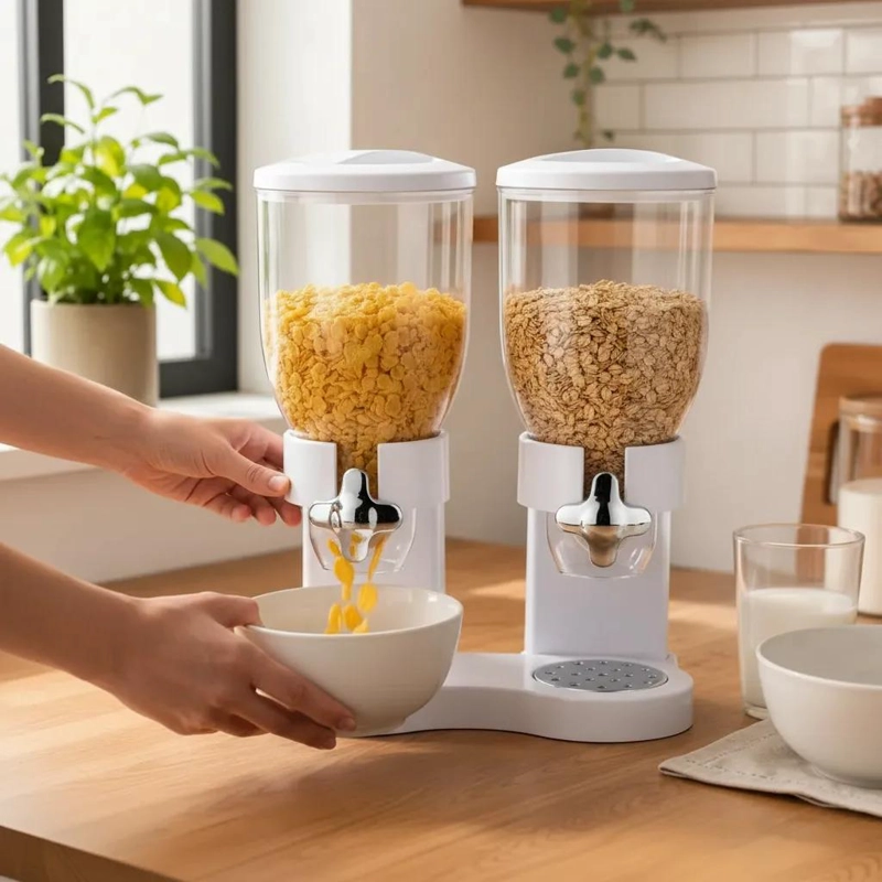 DISPENSADOR DOBLE DE CEREALES Y GRANOS PARA COCINA - 7