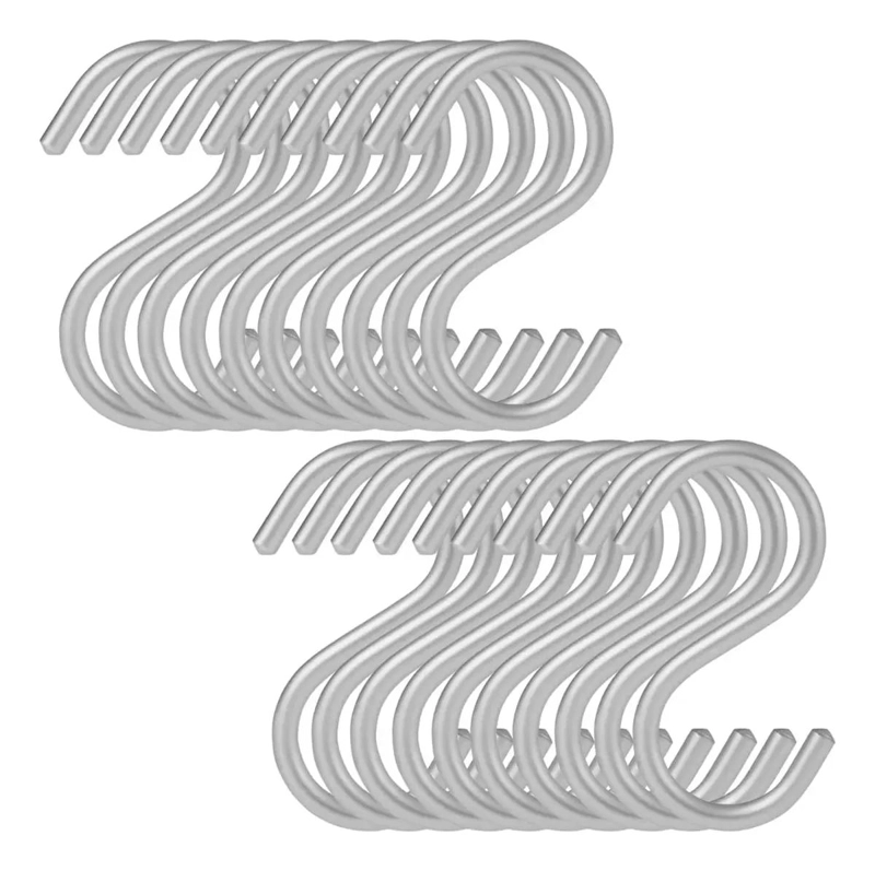 SET DE 20 GANCHOS EN FORMA DE S PLATEADO DE ALUMINIO - 1