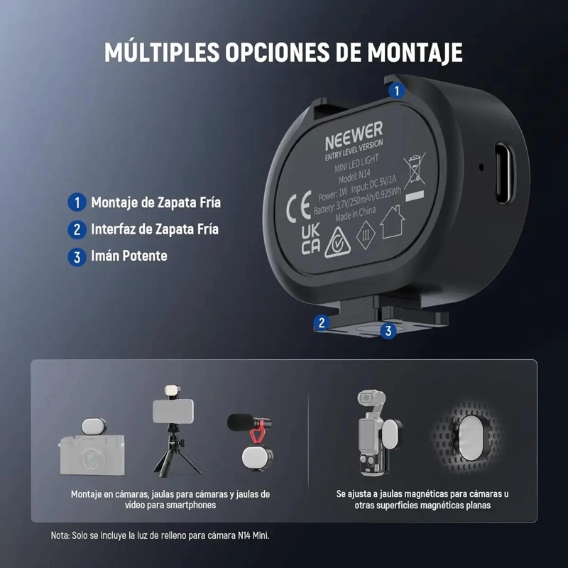 MINI LUZ LED MAGNE TICA PARA CAMARAS Y SMARTPHONES - 1