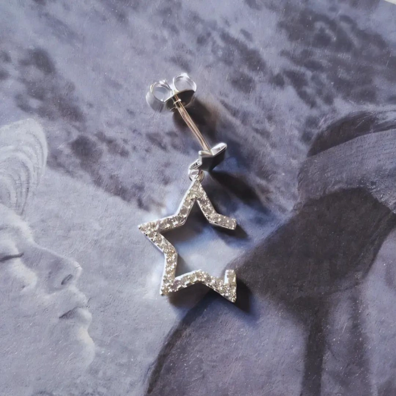 AROS DE PLATA 925 CON DISEÑO DE ESTRELLAS Y CIRCONES - 8