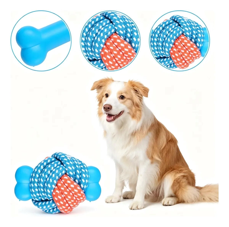 JUGUETE DE CUERDA Y HUESO PARA PERROS DE 8 CM - 1
