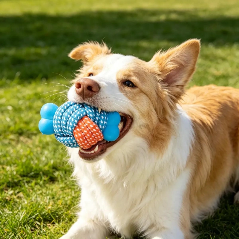 JUGUETE DE CUERDA Y HUESO PARA PERROS DE 8 CM - 2