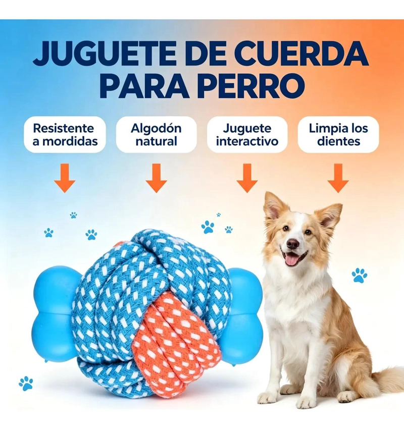 JUGUETE DE CUERDA Y HUESO PARA PERROS DE 8 CM - 3