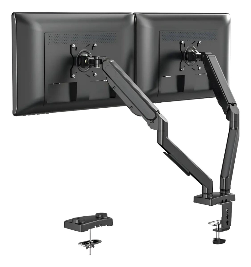 SOPORTE DE MESA DOBLE PARA MONITORES CON BRAZOS AJUSTABLES - 1