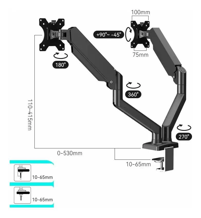 SOPORTE DE MESA DOBLE PARA MONITORES CON BRAZOS AJUSTABLES - 4
