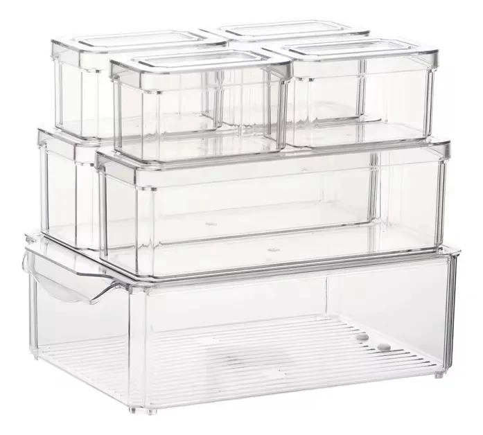 SET DE 7 ORGANIZADORES DE REFRIGERADOR CON TAPA PARA COCINA - 1