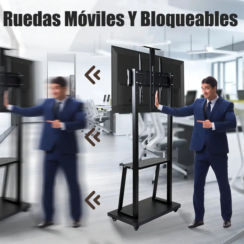 SOPORTE MOVIL PARA TV CON RUEDAS Y ALTURA AJUSTABLE - 2