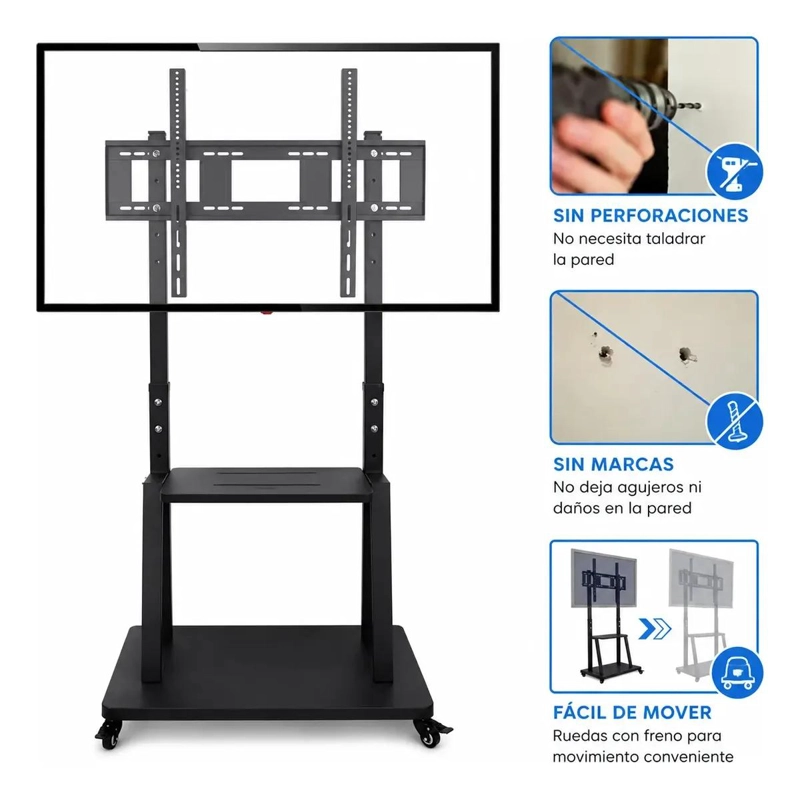 SOPORTE PEDESTAL MOVIL PARA TV CON RUEDAS DE 32 A 75 PULGADAS - 3