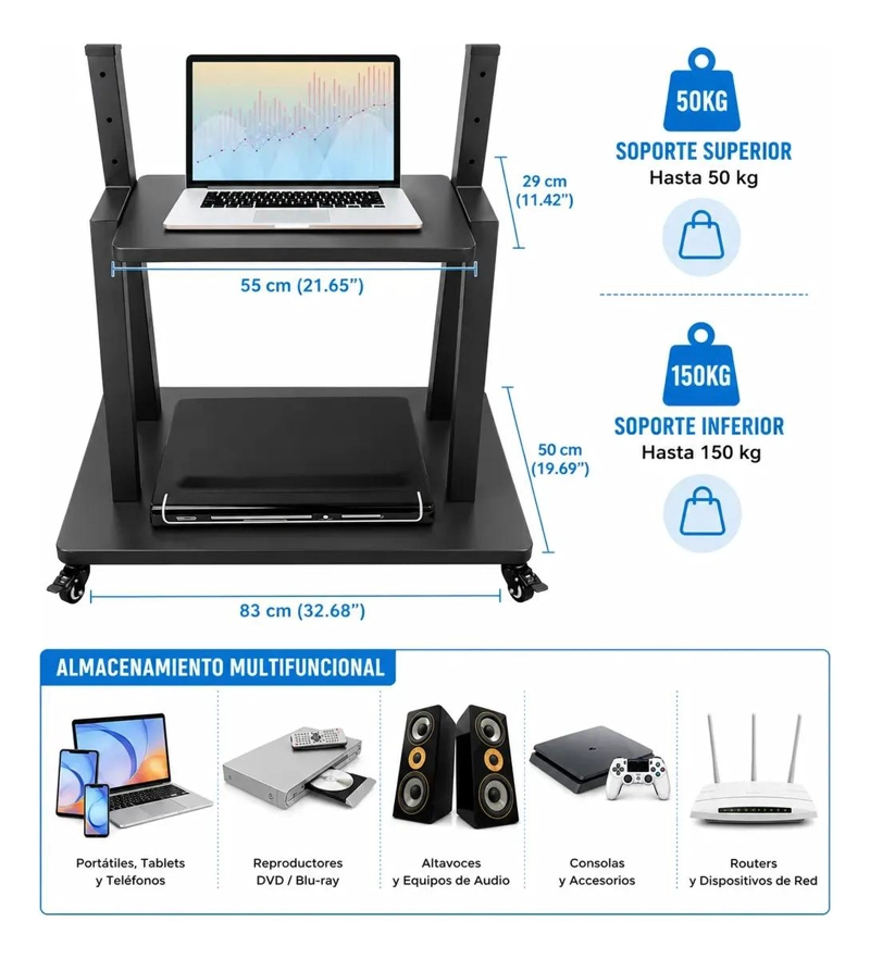 SOPORTE PEDESTAL MOVIL PARA TV CON RUEDAS DE 32 A 75 PULGADAS - 4