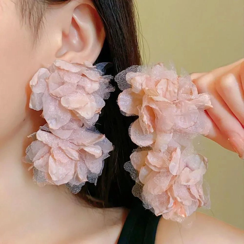AROS DE FIESTA FLOR DE ORGANZA EN COLOR ROSA - 2
