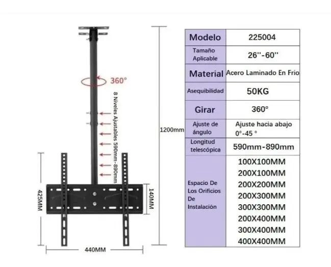 SOPORTE AJUSTABLE PARA TV EN TECHO O PARED DE 26 A 60 PULGADAS - 9