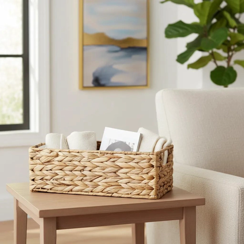 CESTA ORGANIZADORA ECOLOGICA DE PASTO CALABAZA 37X16.5X11 CM - 1