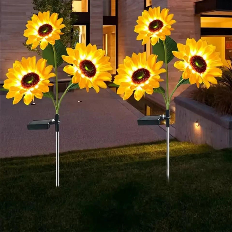 PACK DE 2 ESTACAS DECORATIVAS GIRASOL SOLAR DE 75 CM - 2
