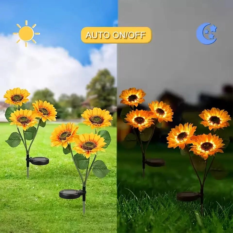 PACK DE 2 ESTACAS DECORATIVAS GIRASOL SOLAR DE 75 CM - 4