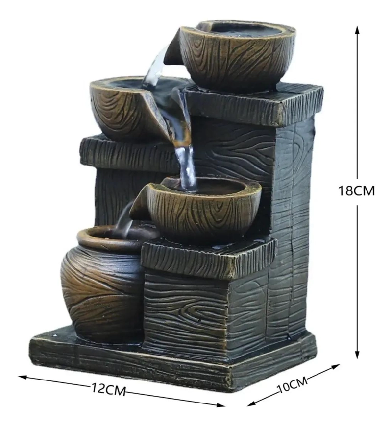 FUENTE DE AGUA DECORATIVA CON ILUMINACION Y 3 NIVELES - 3