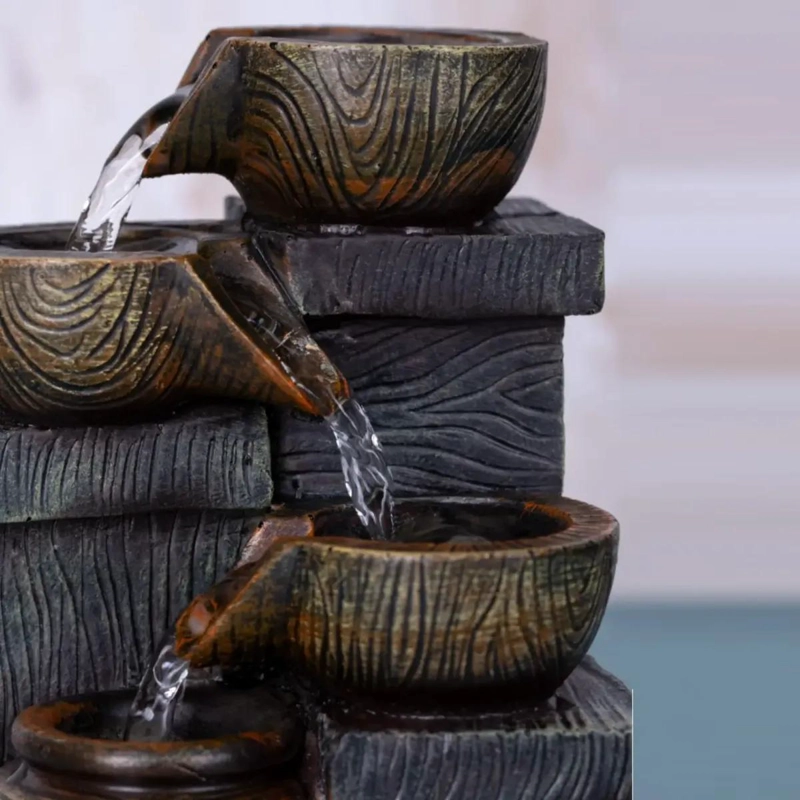 FUENTE DE AGUA DECORATIVA CON ILUMINACION Y 3 NIVELES - 5