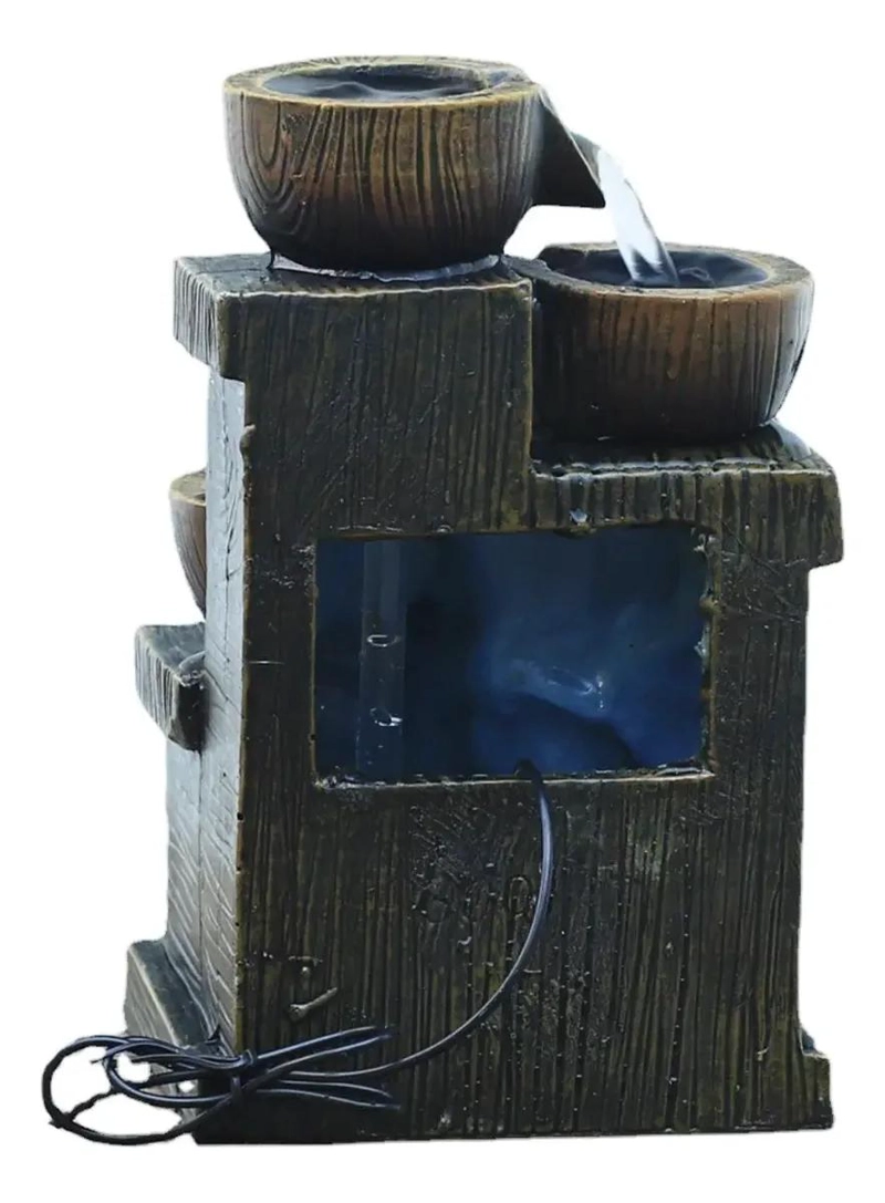 FUENTE DE AGUA DECORATIVA CON ILUMINACION Y 3 NIVELES - 6