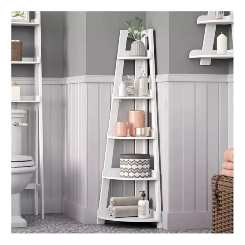 ORGANIZADOR ESQUINERO DE BAÑO CON 5 ESTANTES EN COLOR BLANCO - 4