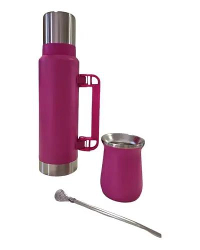 SET TERMO Y ENVASE PARA MATE CON BOMBILLA DE ACERO - 2