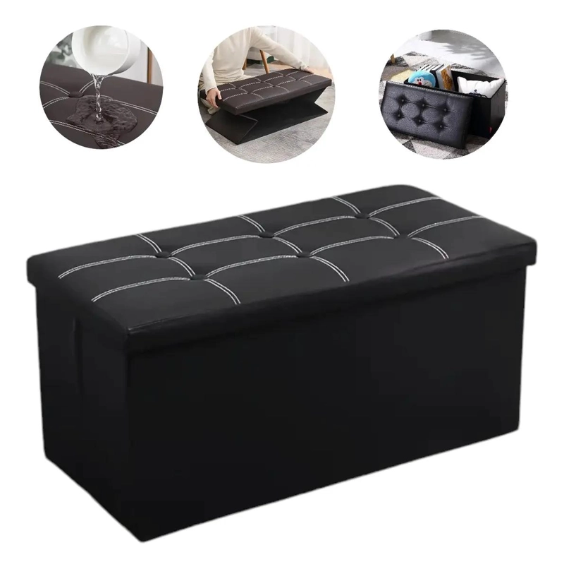 BANQUETA BAUL PLEGABLE ORGANIZADOR DE ECOCUERO - 1