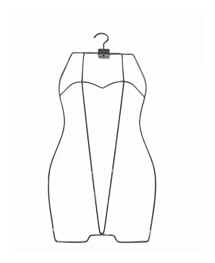EXHIBIDOR TORSO COLGADOR DE METAL DORADO PARA ROPA DE DAMA - 1